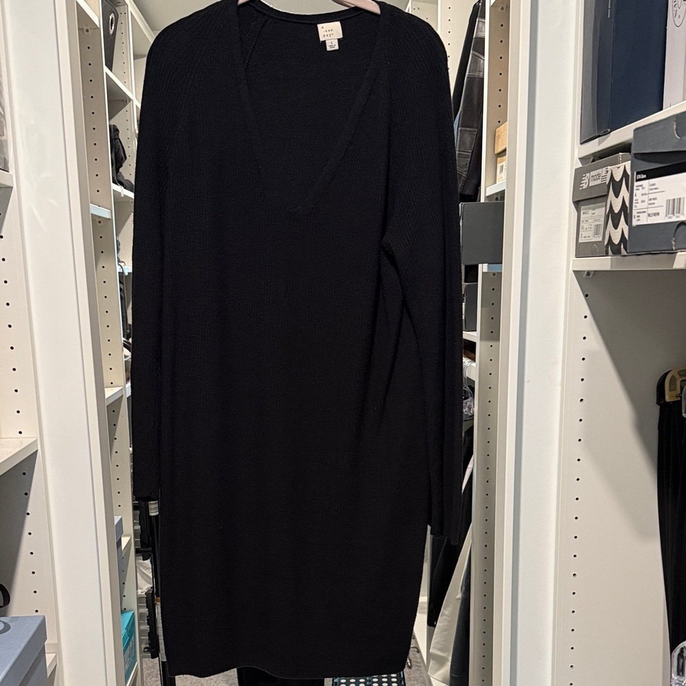 Black V-Neck SweaterDress
